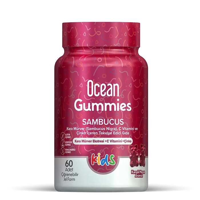 Ocean Gummies Multivitamin Kids 60 Adet Çiğnenebilir + Sambucus Kids 60 Adet Jel Form Ocean Gummies Multivitamin Kids 60 Adet Çiğnenebilir + Sambucus Kids 60 Adet Jel Form