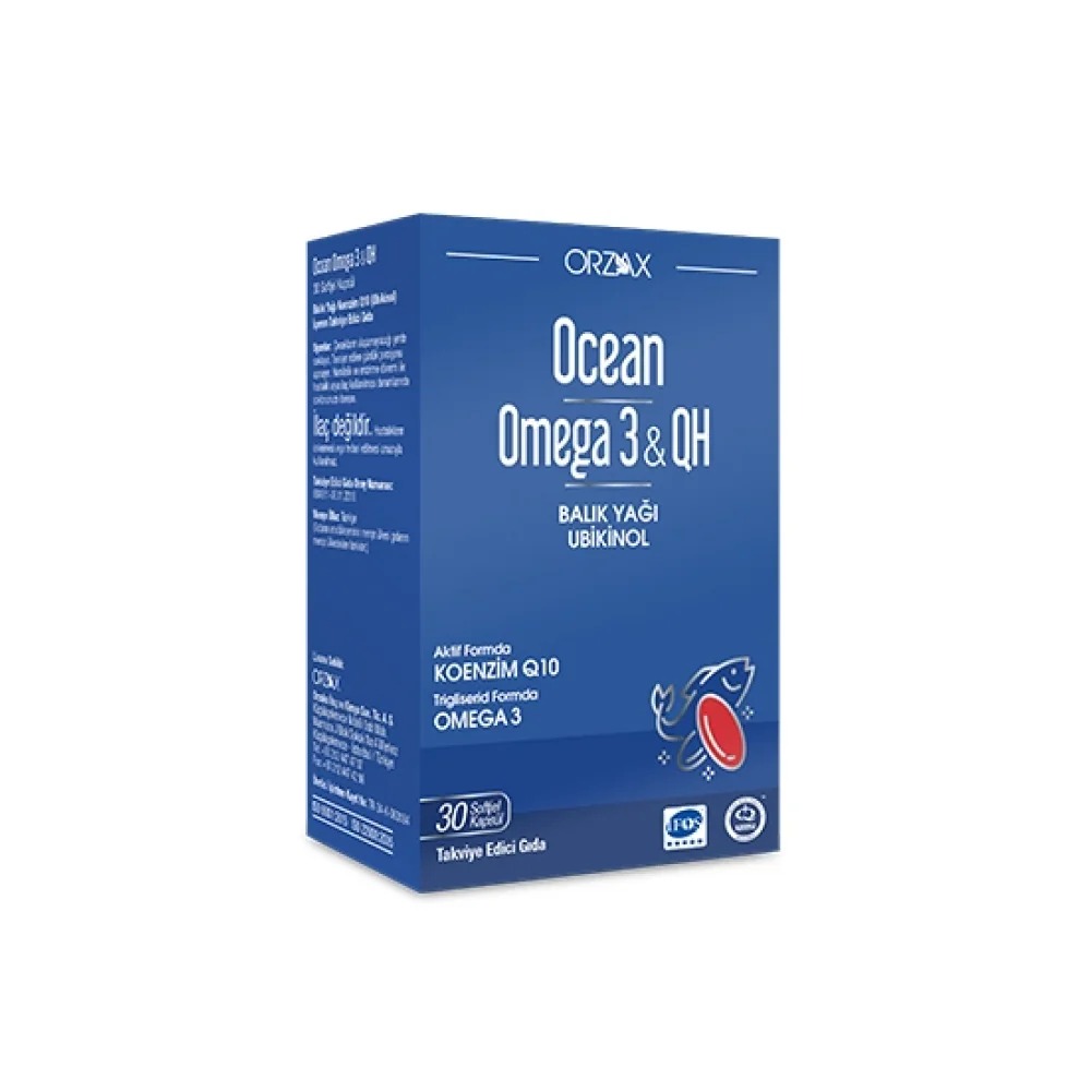 Orzax Ocean Omega 3 & Qh 30 Yumuşak Kapsül Orzax Ocean Omega 3 & Qh 30 Yumuşak Kapsül