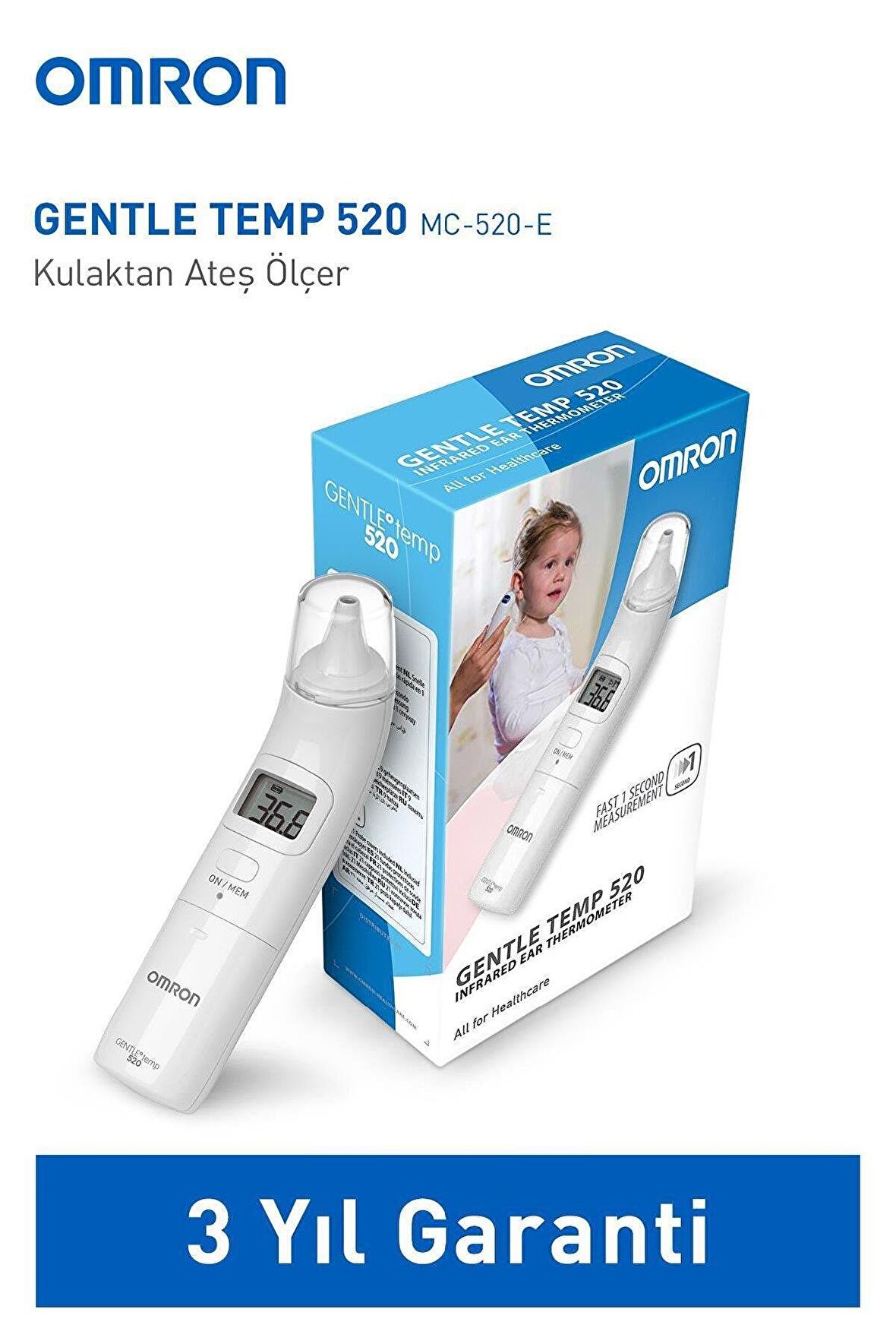 4015672107793.jpg Omron Gentle Temp 520 Kulaktan Ateş Ölçer - Görsel 1