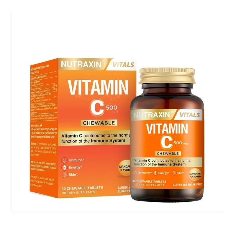 8680512600084.png Nutraxin 500 mg Vitamin C Takviye Edici Gıda 30 Tablet - Görsel 1