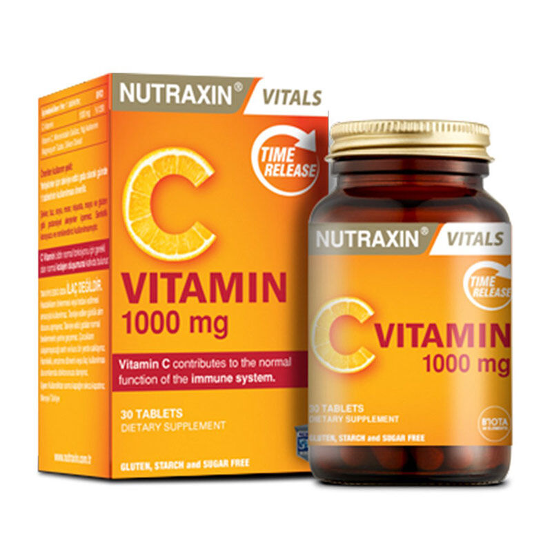 8680512629566.jpg Nutraxin Vitamin C 1000 mg Takviye Edici Gıda 30 Tablet - Görsel 1