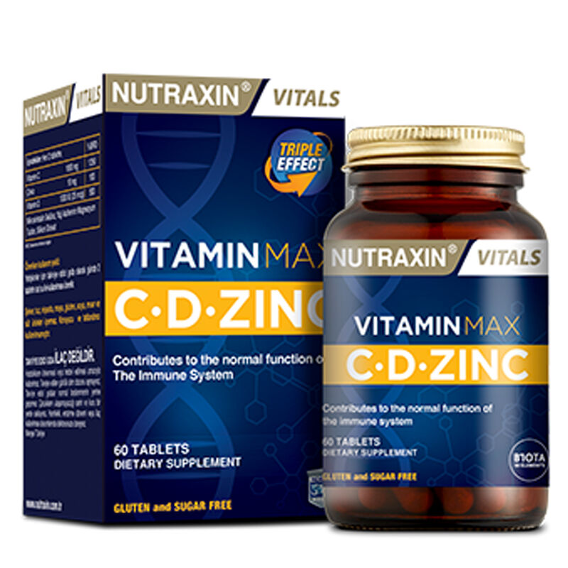 8680512629849.jpg Nutraxin Vitamin Max C.D Çinko 60 Tablet - Görsel 1