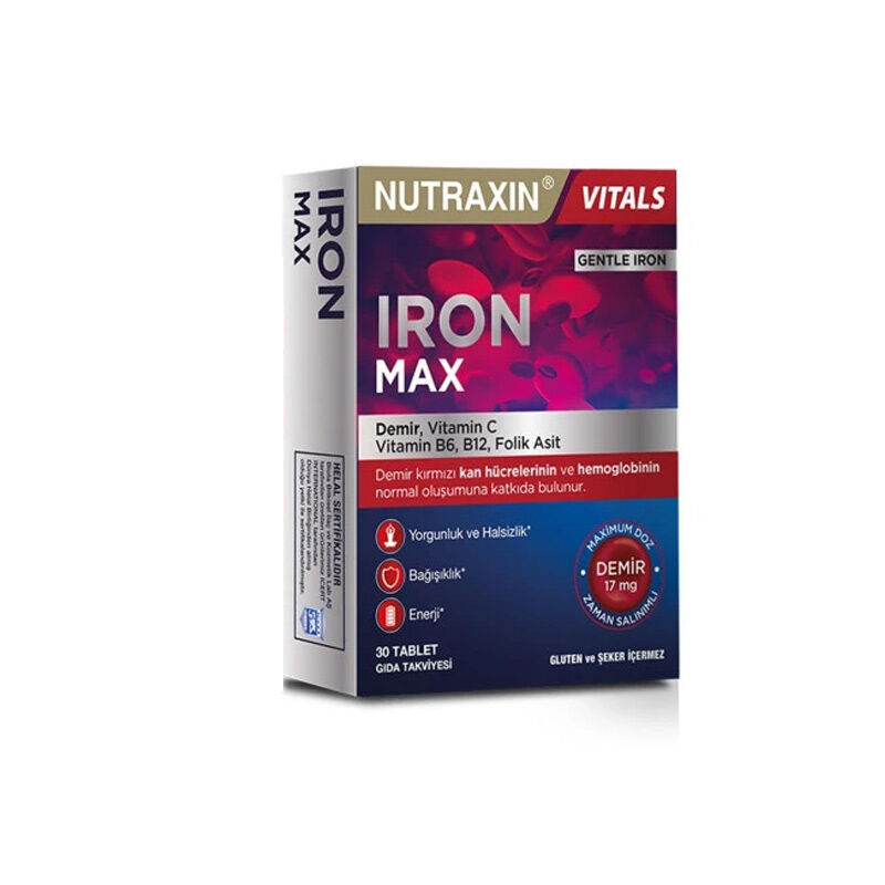 8680512631835.jpg Nutraxin Iron Max Takviye Edici Gıda 30 Tablet - Görsel 1