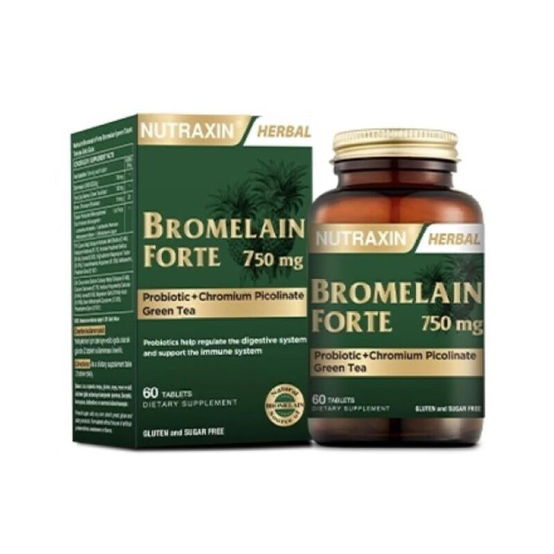 8680512633204.jpg Nutraxin Bromelain Forte 60 Tablet - Görsel 1