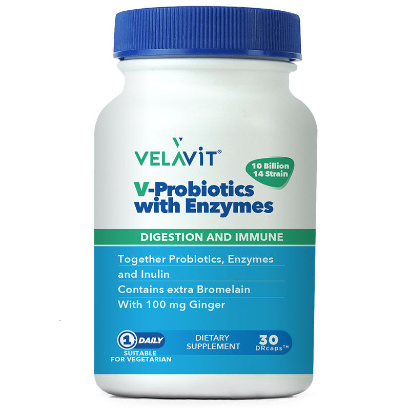 8682368909069 Velavit V-Probiotics Enzymes Takviye Edici Gıda 30 Kapsül - Görsel 1
