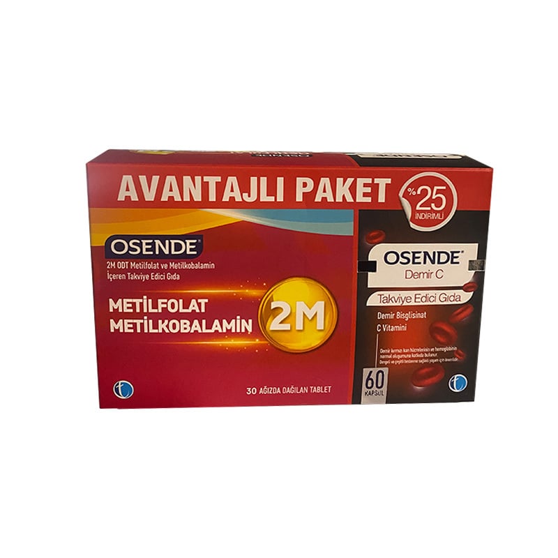 8680133003271 Osende 2M 30 Tablet + Osende Demir C 60 Kapsül Kofre - Görsel 1