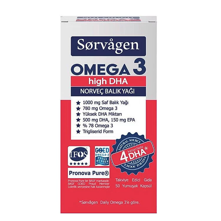 8680057351212 Sorvagen Omega 3 High DHA Norveç Balık Yağı 50 Kapsül - Görsel 1