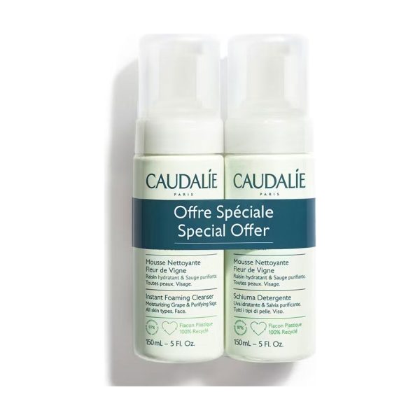 Caudalie Instant Foaming Cleanser 2 x 150 ml - Tüm Cilt Tipleri Için Temizleme Köpüğü - İkincisi İndirimli