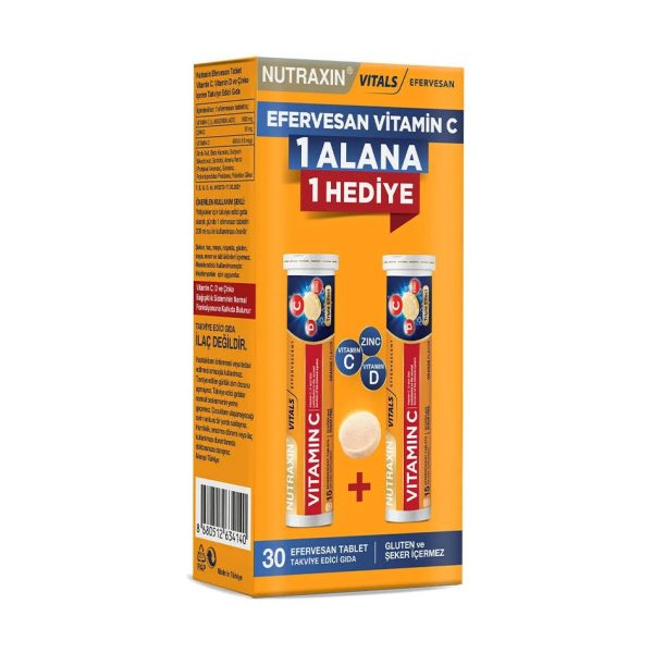Nutraxin Efervesan - Vitamin C-D-ZINC 15 Efervesan Tablet - 1 ALANA 1 BEDAVA