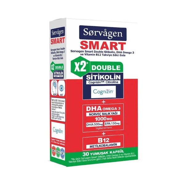 Sorvagen Double Sitikolin Dha Omega 3 ve B12 30 Kapsül